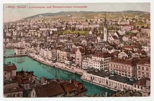 Zürich - Limmatquai und Polytechnikum-Universität. jahr 1911