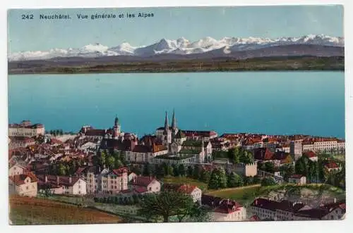 Neuchätel. Vue generale et les Alpes. jahr 1916