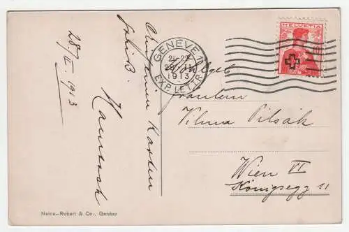 Geneve. Ile Rousseau et Mont-Blanc. jahr 1913