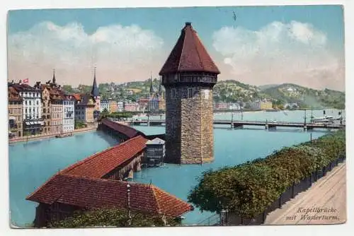 Luzern. Kapellbrücke mit Wasserturm. jahr 1913