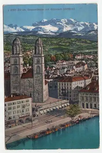 Zürich, Grossmünster mit Glärnisch (2910 m)