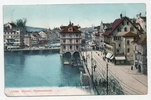 Zürich: Rathausquai. jahr 1909