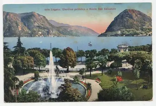 Lugano. Giardino pubblico e Monte San Salvatore. jahr 1915