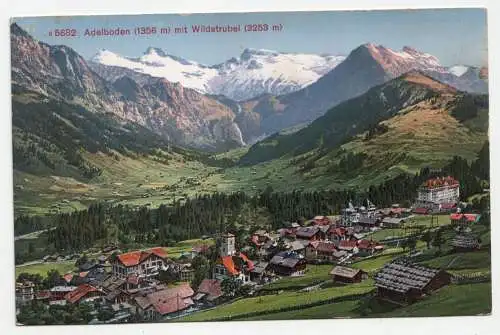 Adelboden (1356 m) mit Wildstrubel (3253 m). jahr 1918
