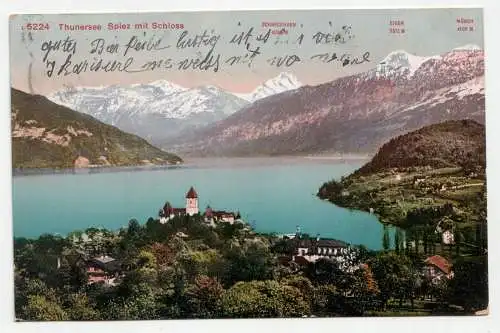 Thunersee Spiez mit Schloss. circa 1905