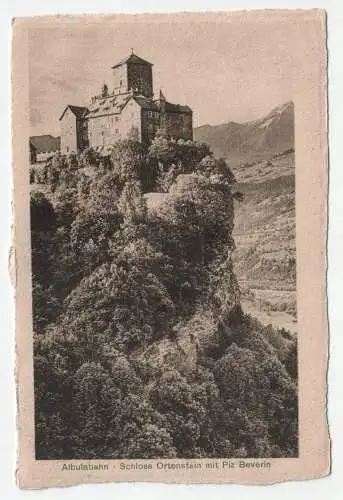Albulabahn - Schloss Ortenstein mit Piz Beverin. jahr 1912