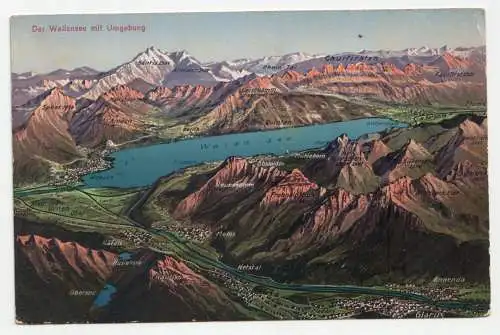 Der Wallensee mit Umgebung.