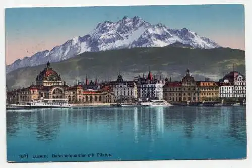 Luzern. Bahnhofquartier mit Pilatus. jahr 1914