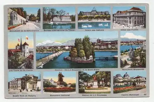Geneve - Ile J.J. Rousseau et le Mont-Blanc. jahr 1928