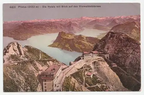 Pilatus (2132 m) - Die Hotels mit Blick auf den Vierwaldstättersee.