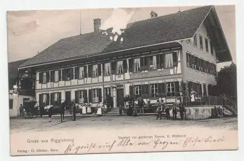 Gruss aus Riggisberg. Gasthof zur goldenen Sonne, E. Wüthrich. jahr 1904