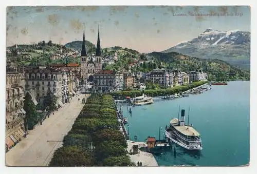 Luzern. Schweizerhofquai mit Rigi. jahr 1914