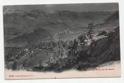 Hahnensee mit Blick auf St. Moriz. jahr 1906