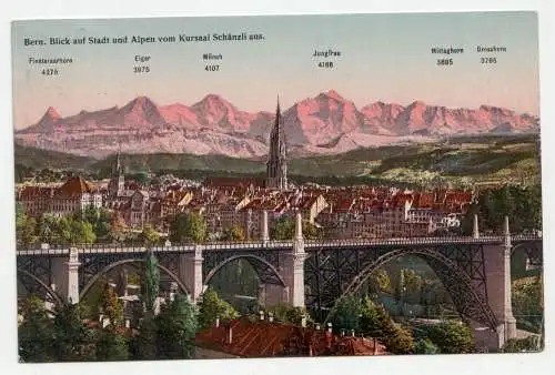 Bern. Blick auf Stadt und Alpen vom Kursaal Schänzli aus. jahr 1911