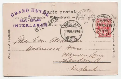 Interlaken und Jungfrau. jahr 1903