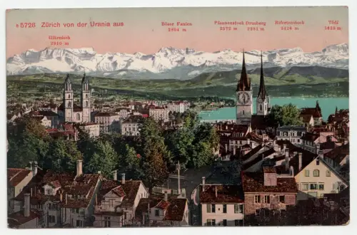Zürich von der Urania aus. jahr 1918