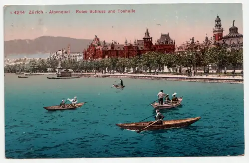 Zürich - Alpenquai - Rotes Schloss und Tonhalle. jahr 1913