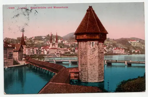 Luzern - Kapellbrücke und Wasserturm. jahr 1913