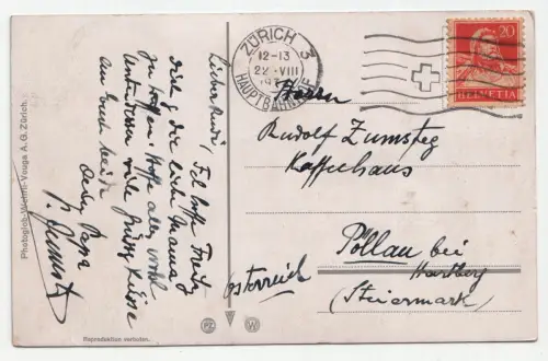 Zürich. Kreuzkirche und Glarneralpen