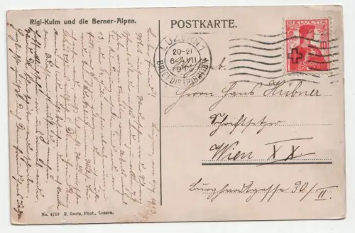 Rigi-Kulm und die Berner Alpen. jahr 1919