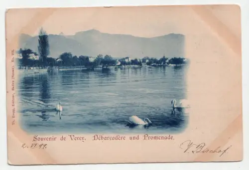 Souvenir de Vevey. Debarcadere und Promenade. jahr 1899