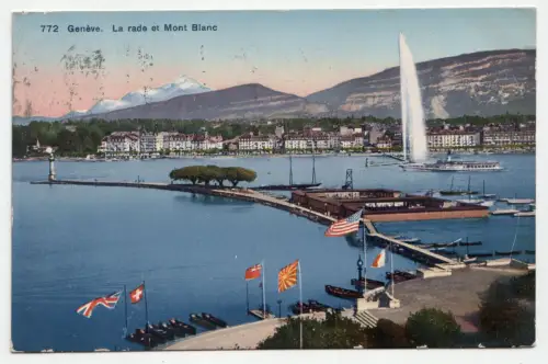 Geneve. La rade et Mont Blanc