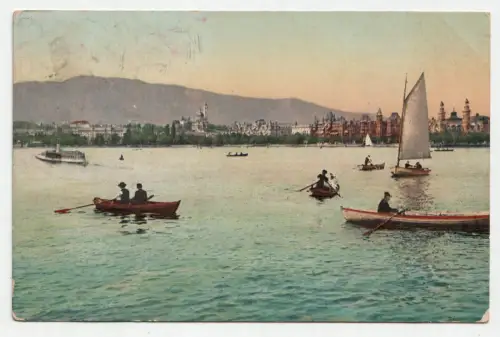 Zürich: Alpenquai mit Uetliberg. jahr 1910