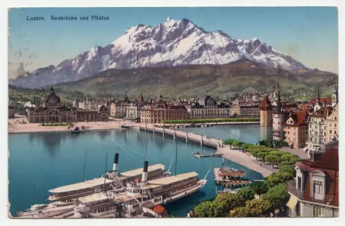 Luzern. Seebrücke und Pilatus.