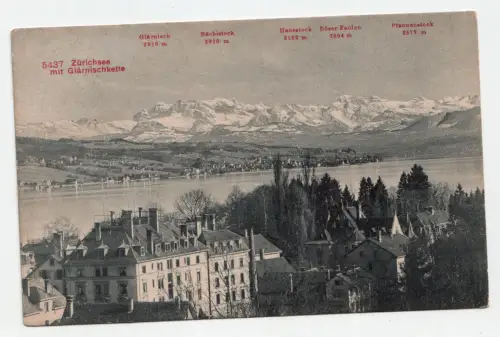 Zürichsee mit Glärnischkette. jahr 1908