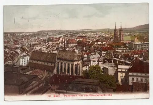 Basel - Panorama von der Elisabethenkirche. jahr 1907