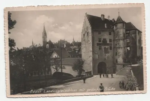 Baden: Landvogteischloss mit gedeckter Brücke. jahr 1913