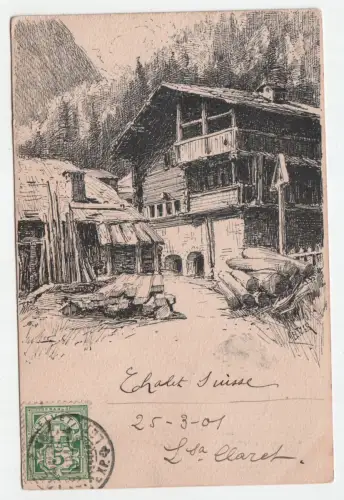 Alte Postkarte, Schweiz, Stempel Brignole Geneve