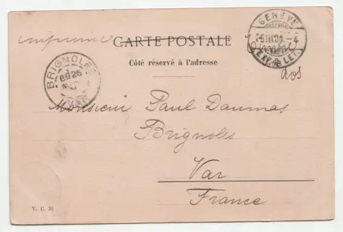 Alte Postkarte, Schweiz, Stempel Brignole Geneve