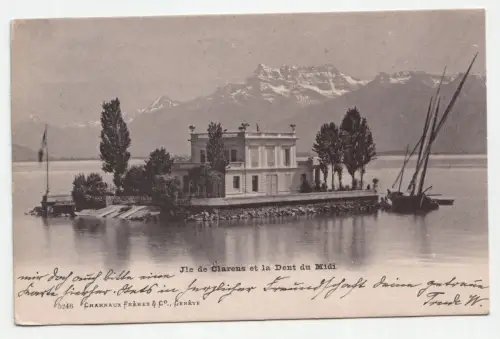 Ile de Clarens et la Dent du Midi. jahr 1907