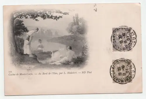 Casino de Monte-Carlo. Au Bord de l Eau, par L. Hodebert. an 1901