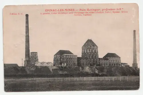Epinac-les-Mines. Puits Hottinguer, profondeur 618 m. // Alte Ansichtskarte