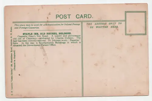 London. Old Houses, Staple Inn. Holborn.