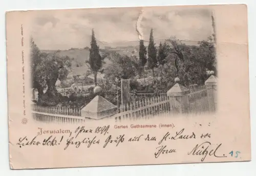 Jerusalem. Garten Gethsemane (innen). jahr 1899
