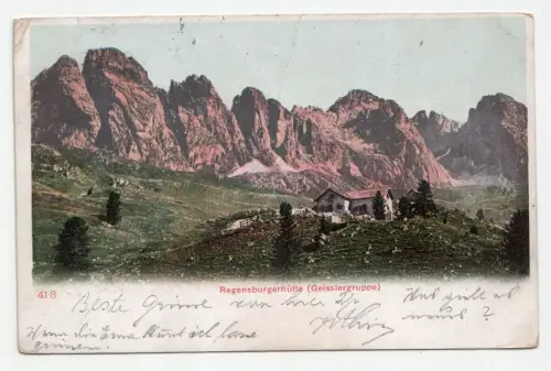 Regensburgerhütte (Geisslergruppe). // Alte Ansichtskarte