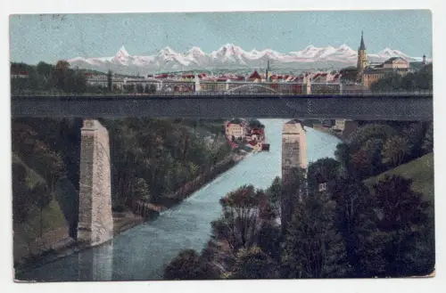 Bern, Eisenbahnbrücke. Alpen. jahr 1905
