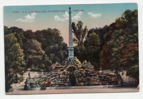 Wien. K. K. Lustschloss Schönbrunn. Obelisk. jahr 1912