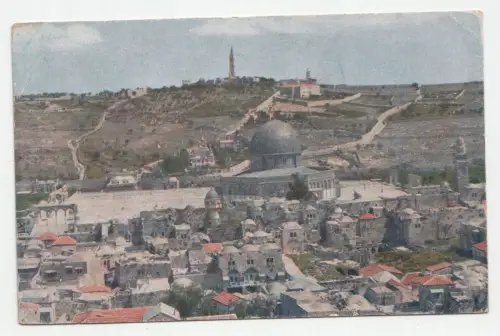 Jerusalem, Tempelplatz mit Felsenmoschee. Dahinter Ölberg. 