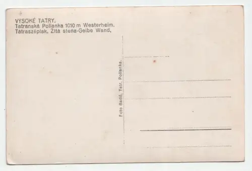 Vysoke Tatry, Tatranska Polianka 1010 m Westerheim