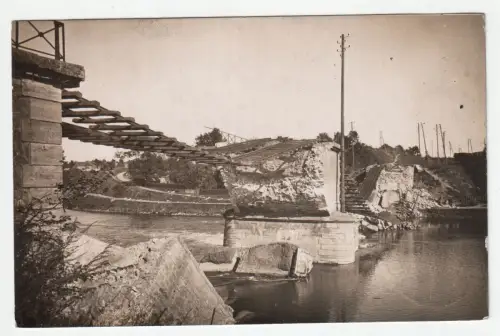 Erster Weltkrieg, zerstörte Brücke, jahr 1915 Feldpost