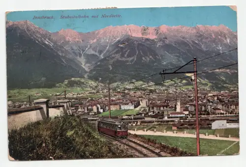Innsbruck. Stubaitalbahn mit Nordkette. jahr 1910