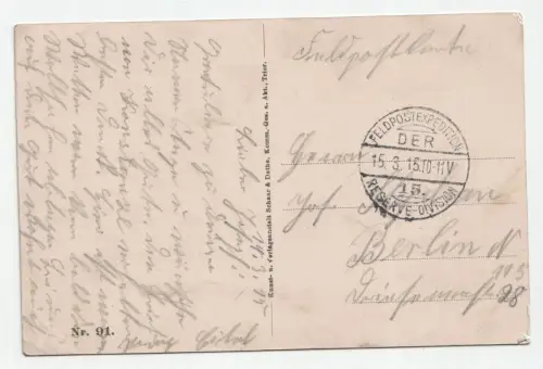 Longwy-Oberstadt. jahr 1915 // Feldpost // 15 Reserve Division