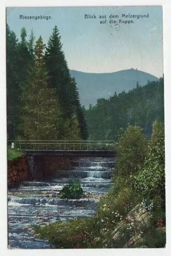 Riesengebirge. Blick aus dem Melzergrund auf die Koppe.