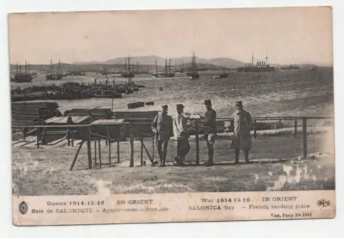 War 1914-16... in Orient. Salonica Bay - French landing place.
