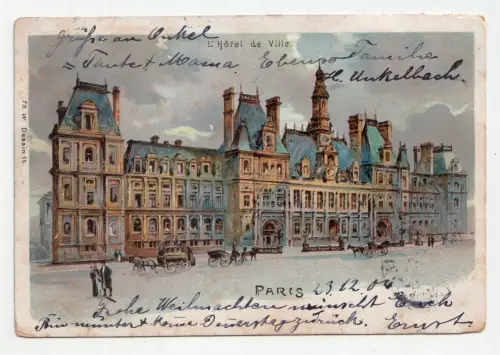 L Hotel de Ville, Paris. jahr 1904