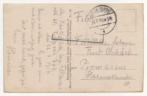 Eton Meuse Ruinen / bombing damage. Feldpost. jahr 1917